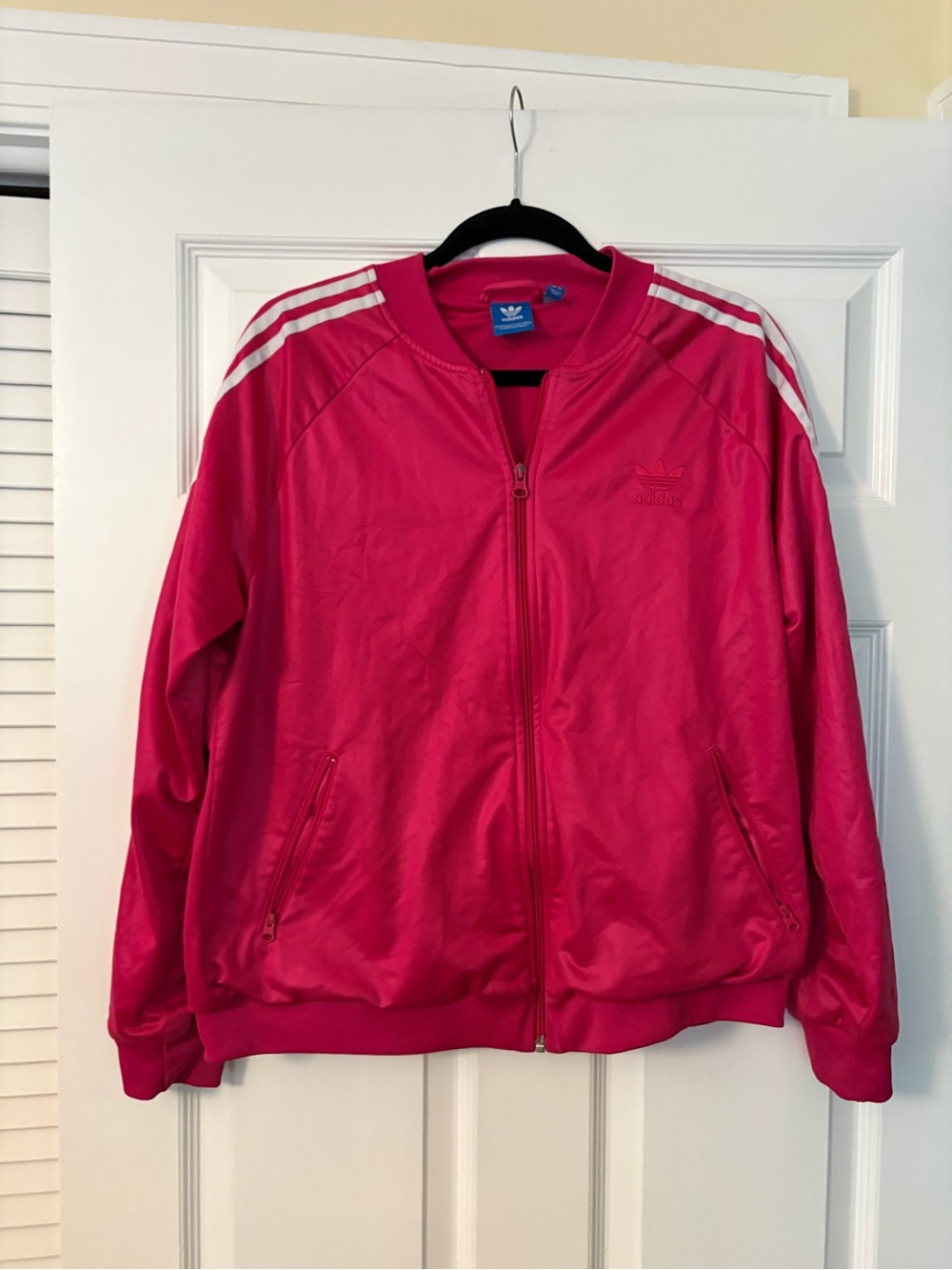 adidas Hot Pink Track Jacket with White Logo